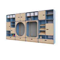 Детская стенка с местом для хранения и зонами отдыха из коллекции «НЕГА» (цвет голубой) - «globural.ru» - Нижний Новгород