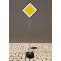 Знак дорожный "Главная дорога" 2.1 типоразмер 40 на стойке с основанием 3кг - «globural.ru» - Нижний Новгород