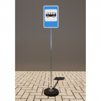Знак дорожный "Место остановки автобуса" 5.16 типоразмер 40 на стойке с основанием 3кг - «globural.ru» - Нижний Новгород