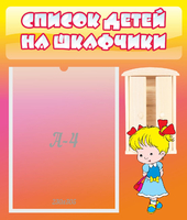 Стенд "Список детей на шкафчики" №6 - «globural.ru» - Нижний Новгород