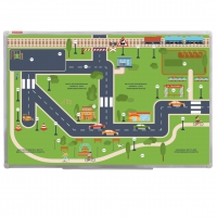 Магнитно-маркерная доска "Безопасный маршрут школьника" (дом-школа-дом) с комплектом тематических магнитов КМ-17 - «globural.ru» - Нижний Новгород