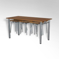 Стол обеденный 6-ти местый на металлокаркасе с навесами под табурет - «globural.ru» - Нижний Новгород