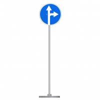 Знак дорожный " Движение прямо или направо" 4.1.4  типоразмер 40 на стойке с основанием 3кг - «globural.ru» - Нижний Новгород