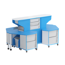 Модуль-стеллаж "Робот-Робик 002" (белый/синий) - «globural.ru» - Нижний Новгород