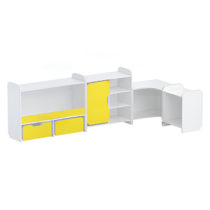 Набор стеллажей для игрушек и пособий "Росток" (белый/желтый) - «globural.ru» - Нижний Новгород