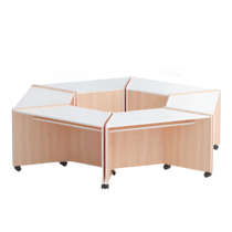 Композиция из корпусных столов трапеций (бук/белый) - «globural.ru» - Нижний Новгород