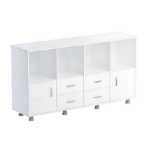 Шкаф-стеллаж верхняя часть без дверок, нижняя часть с 4 - мя ящиками и 2-мя дверками (белый) - «globural.ru» - Нижний Новгород