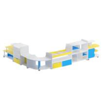 Набор стеллажей для пособий (белый/желтый/синий) - «globural.ru» - Нижний Новгород