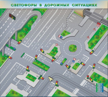 Доска магнитно-маркерная, многофункциональная, электрифицированная "Светофоры в дорожных ситуациях" - «globural.ru» - Нижний Новгород
