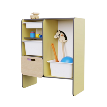 Шкаф для игрушек во входную группу из коллекции мебели «НЕГА» (цвет желтый) - «globural.ru» - Нижний Новгород