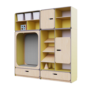 Детская стенка с местом для хранения и прямоугольной зоной отдыха из коллекции «НЕГА» (цвет желтый) - «globural.ru» - Нижний Новгород