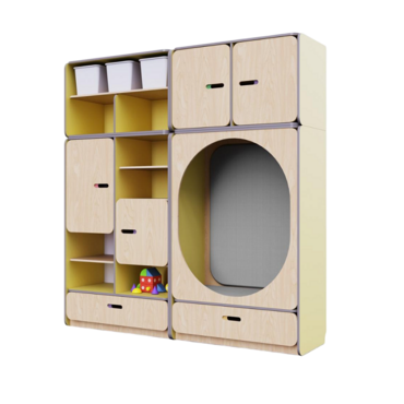 Детская стенка с местом для хранения и овальной зоной отдыха из коллекции «НЕГА» (цвет желтый) - «globural.ru» - Нижний Новгород