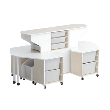 Модуль-стеллаж "Робот-Робик 002" (дуб молочный/белый) - «globural.ru» - Нижний Новгород