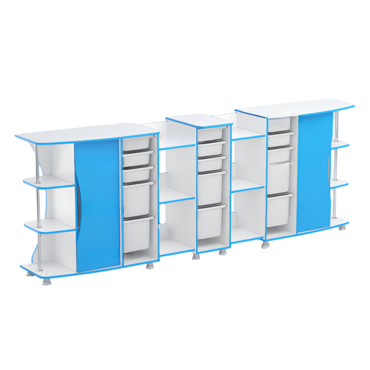 Модульные стеллажи Робик 001 (белый/синий) - «globural.ru» - Нижний Новгород